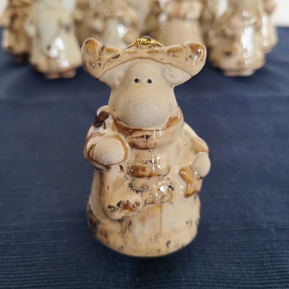 Pier 1 Ceramic Ornaments Set of 10 Pottery Art Santa Snowman Moose Bear Angel - Picture 3 of 13